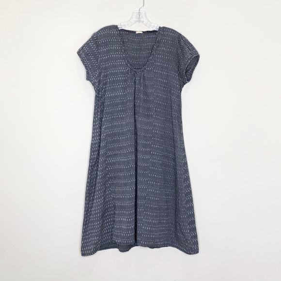 Matta NY Puja Ikat Cap Sleeve Dress (Sz XL) Scoop Neck Grey / Black - Picture 2 of 11